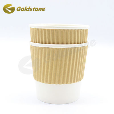 Papel de qualidade alimentar 350ml Kraft Ripple Cups Impressos de chá de café