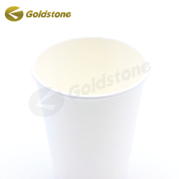 Copo de papel de parede único livre de plástico verde sustentável 12 oz copos de café descartáveis 0